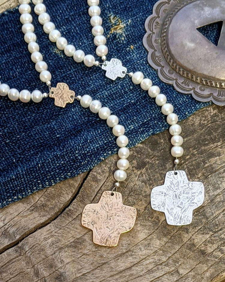 White on sale rosary necklace